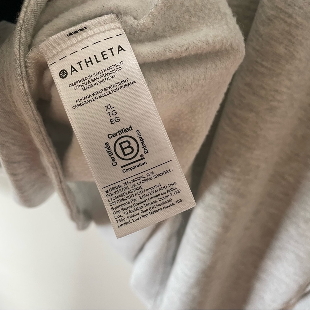 Athleta Purana Hooded Oversized Wrap Sweatshirt Light Heathered Gray XL - Picture 10 of 11